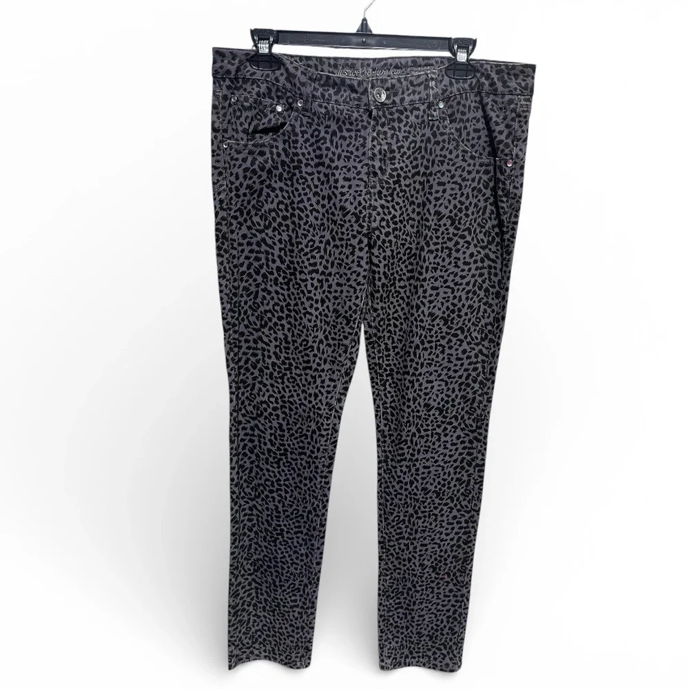 Justice Black and Gray Leopard Print Jeans